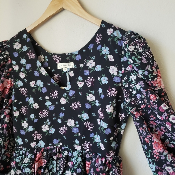 Long Sleeve Floral Chiffon Tiered Ruffle Dress - Picture 7 of 11